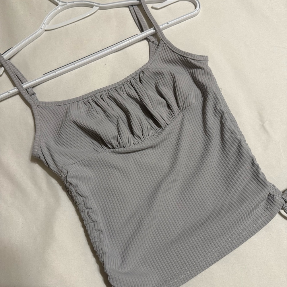 Gray Ribbed Women's Top